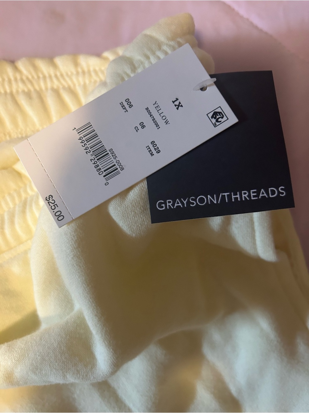 Grayson Threads Pale Yellow Wide-Leg Drawstring Sweatpants - Picture 4 of 5